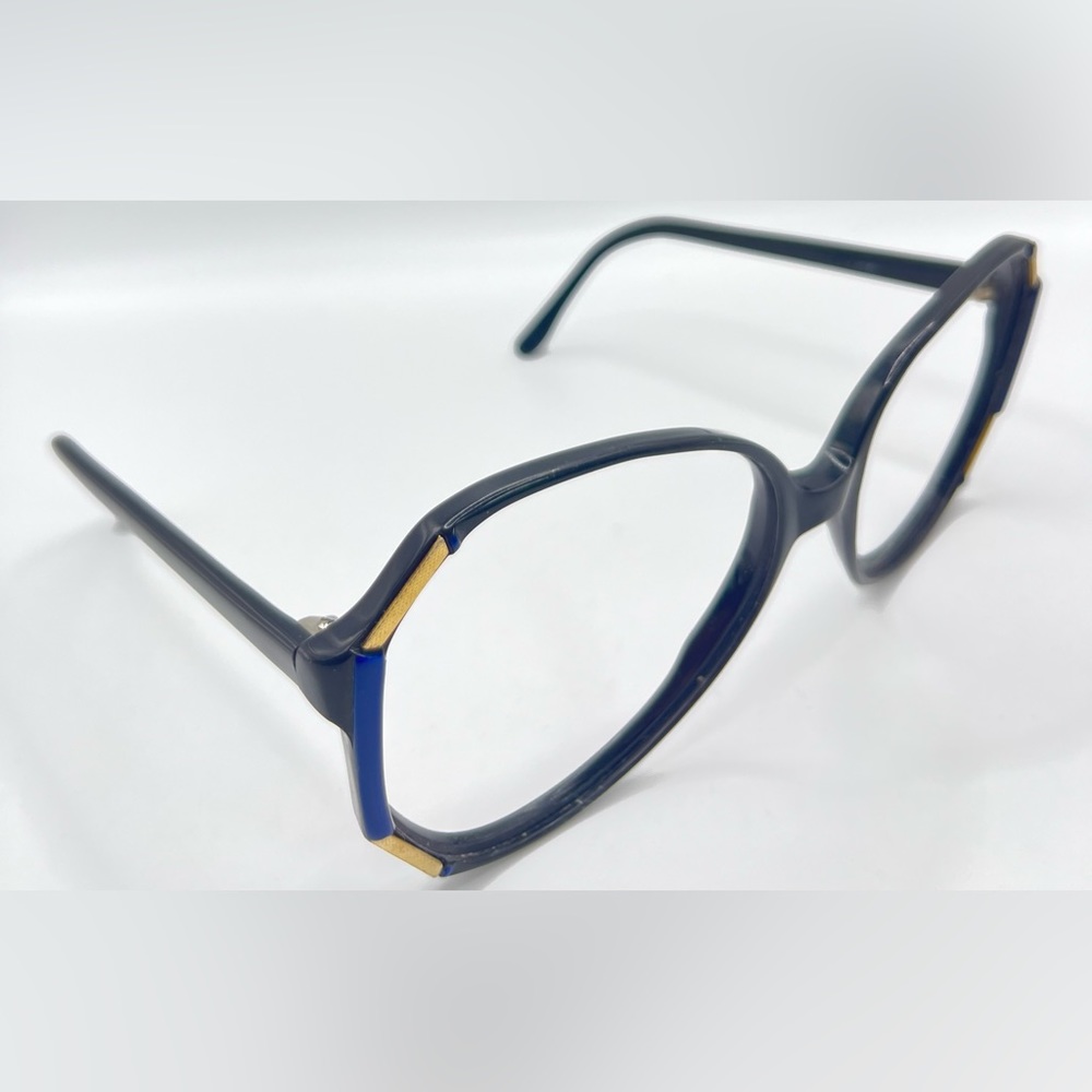 Vintage L’AMY Black Blue Gold Oval Sunglasses Frames Only